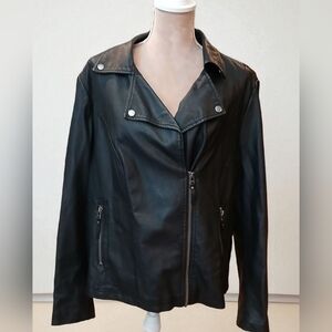 Max Studio Faux Leather Womans Plus 2x Black Moto